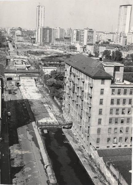 Milano - Via Melchiorre Gioia - Panoramica dall'alto - Cantiere - Interramento del naviglio Martesana - Centro direzionale