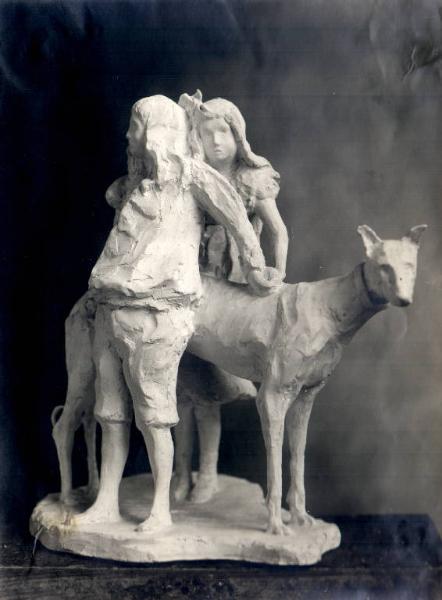 Scultura - bambini con cane - Guido Ravasi