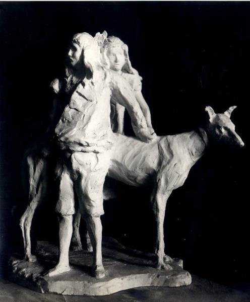 Scultura - bambini con cane - Guido Ravasi