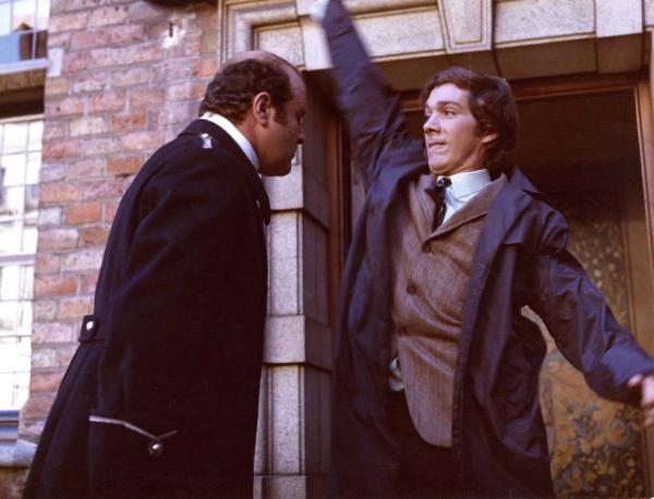 Scena del film "I tulipani di Haarlem" - Regia Franco Brusati - 1970 - L'attore Frank Grimes e un portiere d'albergo