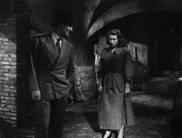 Scena del film "Anna" - Regia Alberto Lattuada - 1951 - Gli attori Vittorio Gassman e Silvana Mangano