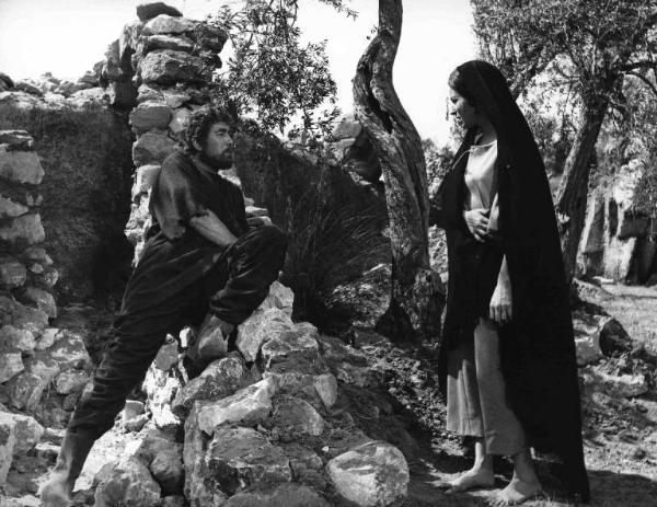 Scena del film "Barabba" - Regia Richard Fleischer - 1962 - Gli attori Anthony Quinn e Silvana Mangano