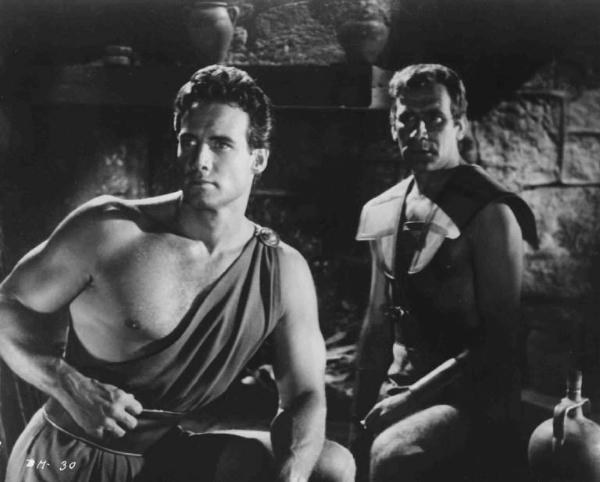 Scena del film "La battaglia di Maratona" - Regia Bruno Vailati - 1959 - Gli attori Steve Reeves e Alberto Lupo