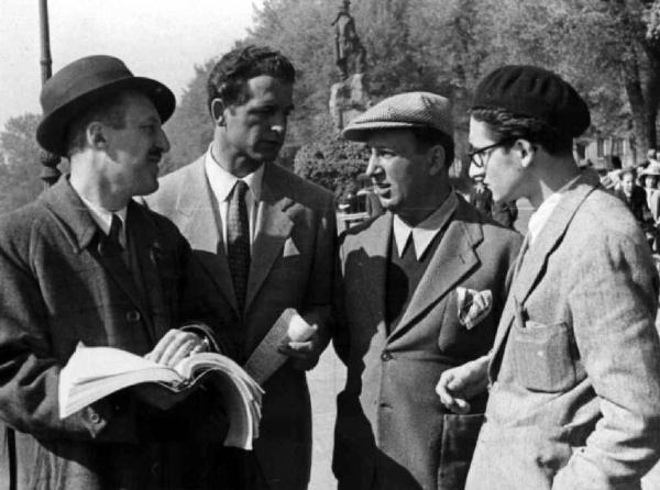 Set del film "Il campione" - Carlo Borghesio - 1943 - Il regista Carlo Borghesio el'attore Enzo Fiermonte