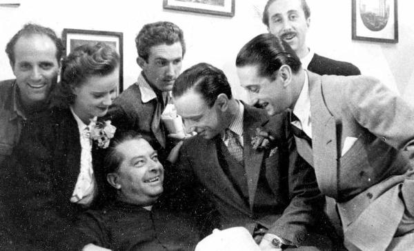 Set del film "Le casa del peccato" - Regia Max Neufeld - 1938 - Il regista Max Neufeld e gli attori Alida Valli, Umberto Melnati e Giuseppe Porelli