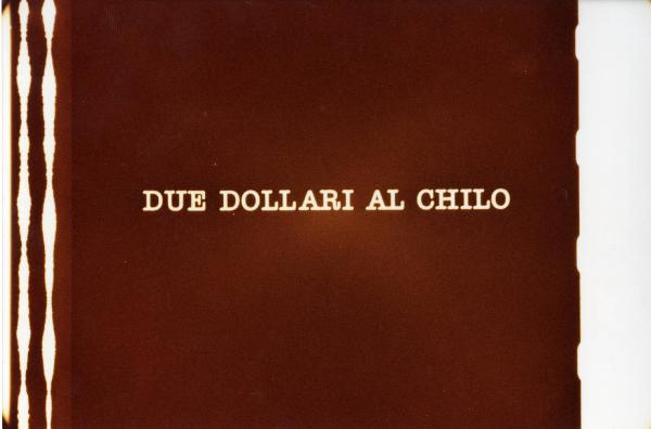 Sul set del film "Due dollari al chilo" - Regia Paolo Lipari, 2000 - Dettaglio di un fotogramma della copia in pellicola 35 mm del film.