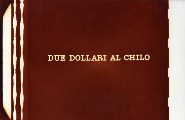 Sul set del film "Due dollari al chilo" - Regia Paolo Lipari, 2000 - Dettaglio di un fotogramma della copia in pellicola 35 mm del film.