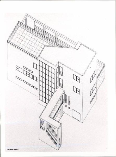 Prospettiva assonometrica principale della Residenza dello sciatore Gentinetta a Chexbres