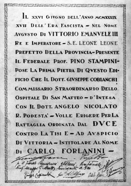 Pavia - Via Taramelli - Policlinico San Matteo - Istituto "Carlo Forlanini" - pergamena