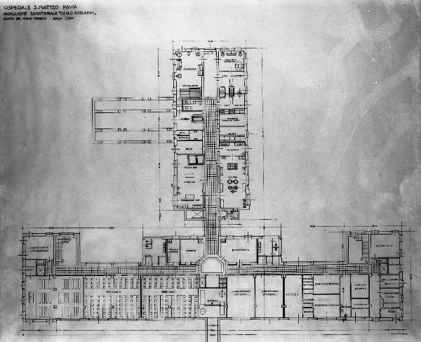 Pavia - Via Taramelli - Policlinico San Matteo - Istituto "Carlo Forlanini" - palazzo - planimetria