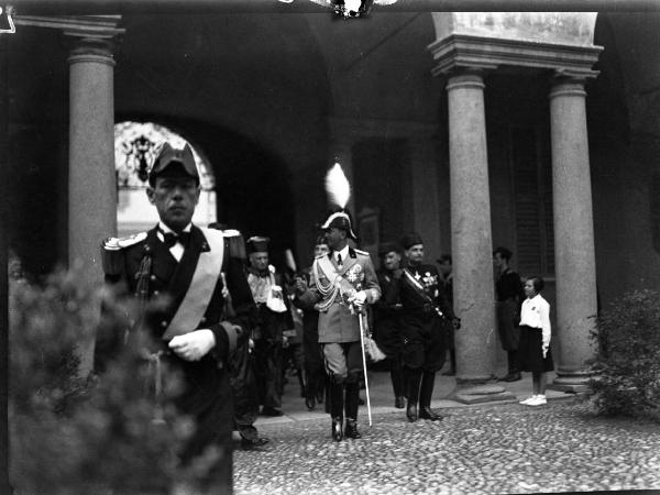 Pavia - corso Vittorio Emanuele (Strada Nuova) - Università - Cortile dei Caduti - visita principe Umberto II di Savoia