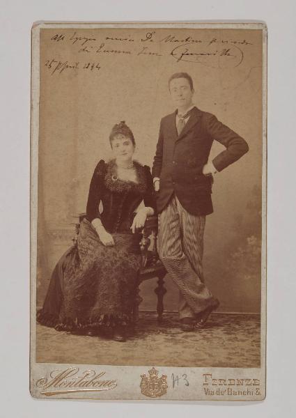 Ritratto di coppia - Emma Ivon (Emma Allis Novi), attrice teatrale, con Edoardo Ferravilla, attore