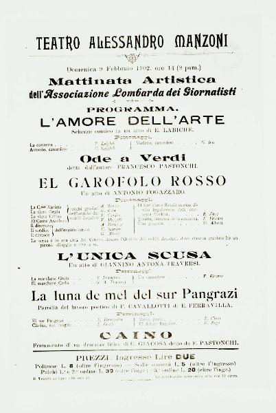 Locandina cinematografica - Teatro Manzoni (Milano) - Programma degli spettacoli - Milano - Museo Teatrale alla Scala