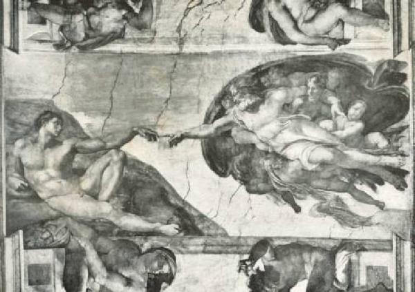 Dipinto murale - Creazione di Adamo - Michelangelo Buonarroti - Città del Vaticano - Cappella Sistina - Volta - Storie Centrali