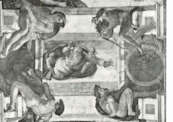 Dipinto murale - Separazione della terra dalle acque - Michelangelo Buonarroti - Città del Vaticano - Cappella Sistina - Volta - Storie Centrali