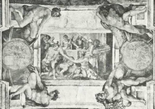 Dipinto murale - Sacrificio di Noè - Michelangelo Buonarroti - Città del Vaticano - Cappella Sistina - Volta - Storie Centrali