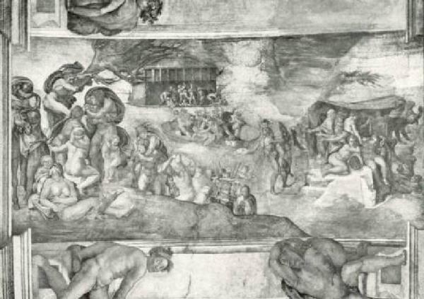 Dipinto murale - Diluvio Universale - Michelangelo Buonarroti - Città del Vaticano - Cappella Sistina - Volta - Storie Centrali