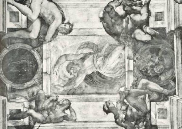 Dipinto murale - Separazione della luce dalle tenebre - Michelangelo Buonarroti - Città del Vaticano - Cappella Sistina - Volta - Storie Centrali