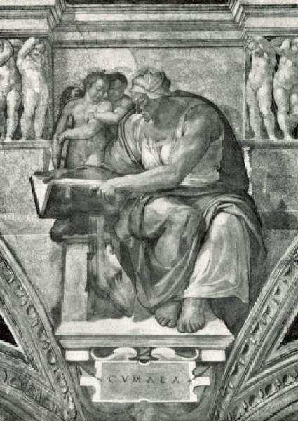 Dipinto murale - La Sibilla Cumana - Michelangelo Buonarroti - Città del Vaticano - Cappella Sistina - Volta - Sibille e Profeti