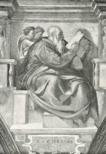 Dipinto murale - Il Profeta Zaccaria - Michelangelo Buonarroti - Città del Vaticano - Cappella Sistina - Volta - Sibille e Profeti