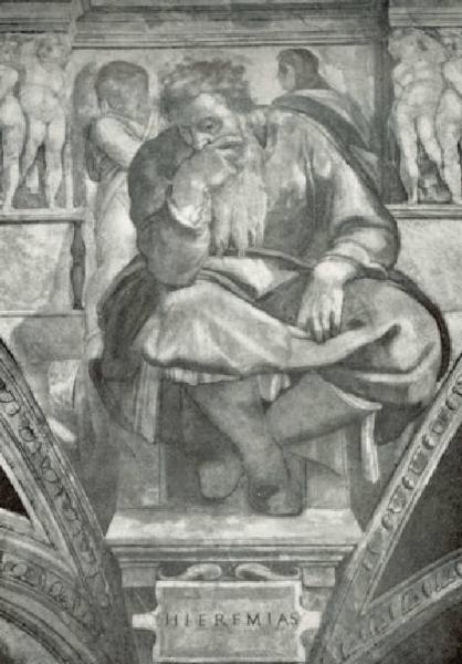 Dipinto murale - Il Profeta Geremia - Michelangelo Buonarroti - Città del Vaticano - Cappella Sistina - Volta - Sibille e Profeti