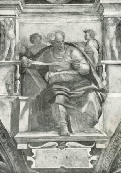 Dipinto murale - Il Profeta Gioele - Michelangelo Buonarroti - Città del Vaticano - Cappella Sistina - Volta - Sibille e Profeti