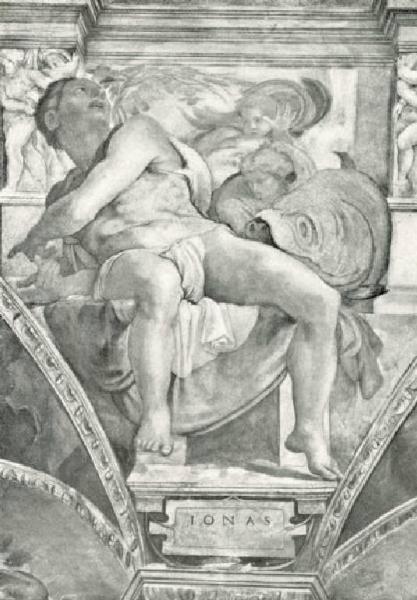 Dipinto murale - Il Profeta Giona - Michelangelo Buonarroti - Città del Vaticano - Cappella Sistina - Volta - Sibille e Profeti