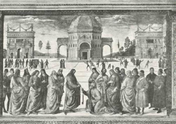 Dipinto murale - Consegna delle chiavi - Pietro Perugino - Città del Vaticano - Cappella Sistina - Parete Nord - Storie di Cristo