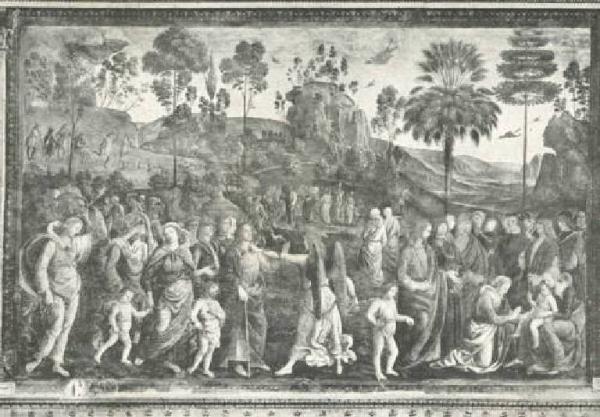 Dipinto murale - Viaggio di Mosè in Egitto - Pietro Perugino - Città del Vaticano - Cappella Sistina - Parete Sud - Storie di Mosè