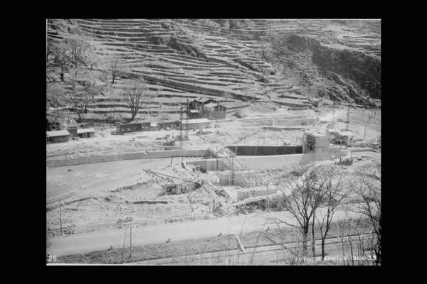 Società Elettrica Cisalpina - Lago Salarno - Cantiere - Opere di canalizzazione e ponte