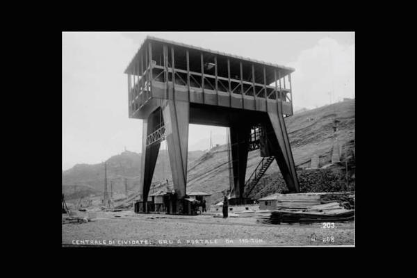 Società Elettrica Cisalpina - Cividate Camuno - Centrale idroelettrica - Cantiere - Gru a portale