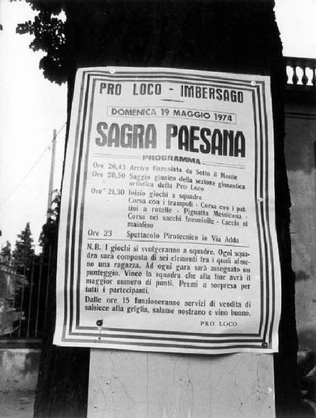 Il programma della sagra. Cartello.