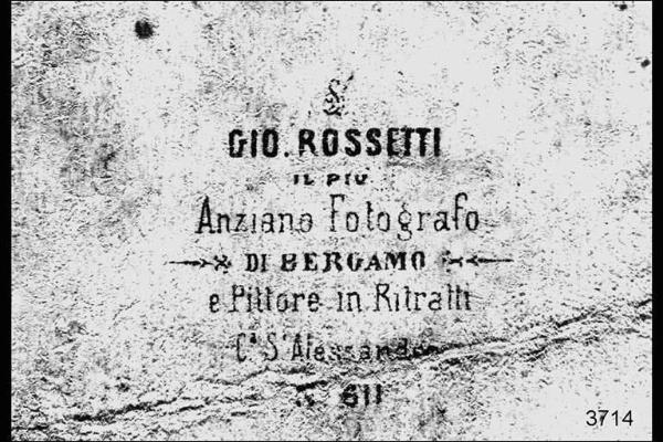 Riproduzione del timbro commerciale dello studio d'arte e fotografia di Giò Rossetti.