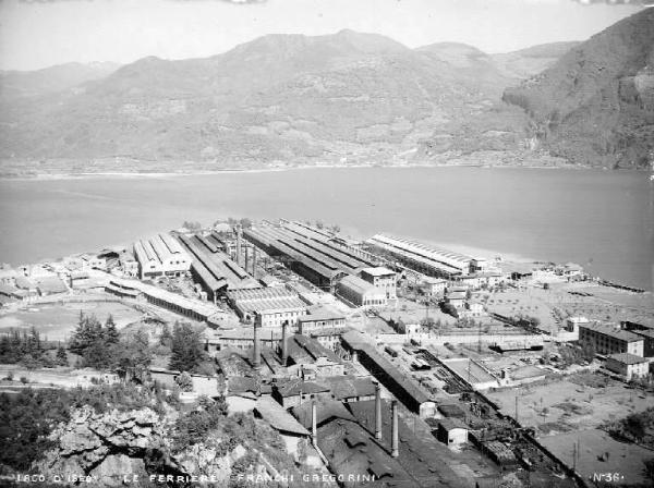 Lovere - Lago d'Iseo - Veduta con le ferriere Franchi-Gregorini e lo stabilimento Ilva