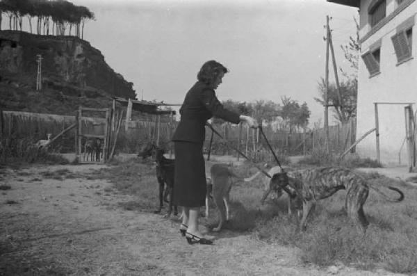 Lazio - Campagna - Ritratto femminile: Alida Valli (pseudonimo di Alida Maria Altenburger von Marckenstein und Frauenberg), attrice, con cani levriero