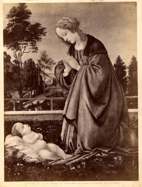 Dipinto - La Vergine in adorazione - Filippo Lippi - Firenze - Galleria degli Uffizi