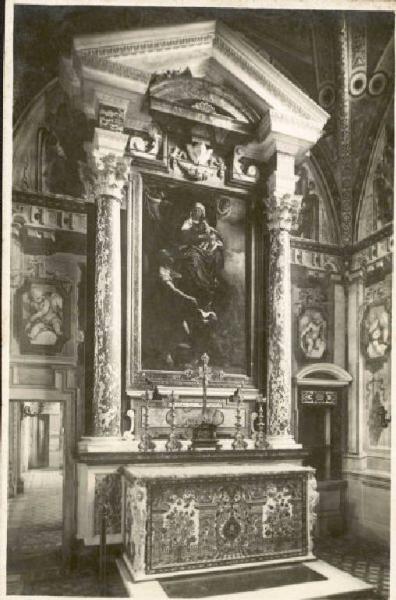 Altare - Pavia - Certosa - Chiesa - Cappella dei SS. Pietro e Paolo / Pala d'altare dipinta - Vergine col Bambino tra i Santi Pietro e Paolo - Guercino - Pavia - Certosa - Chiesa - Cappella dei SS. Pietro e Paolo