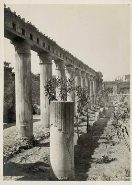 Sito archeologico - Ercolano - Casa d'Argo - Giardino con portico a colonne