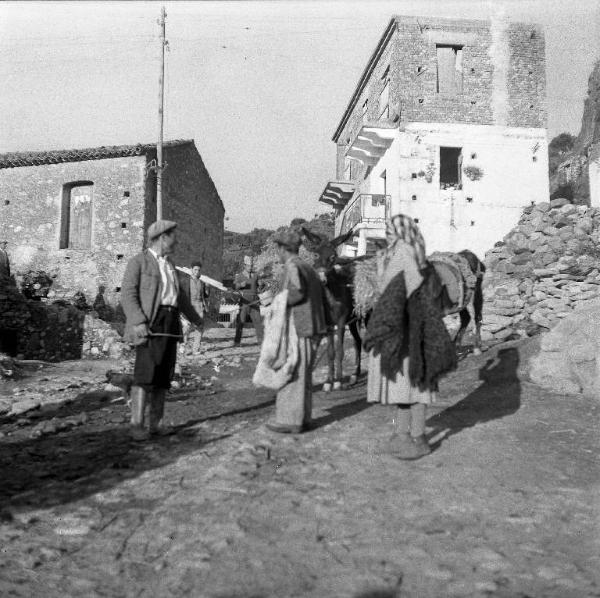 Melissa (Crotone) - Contadini con muli in una strada