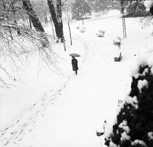 Milano - Scorcio dei Giardini Pubblici sotto la neve