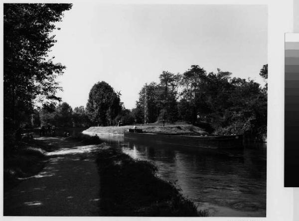 Robecchetto con Induno - fiume Ticino - chiatta - argine - vegetazione - strada sterrata