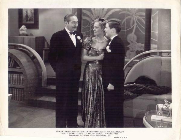 Scena del film "La grande corsa" - regia Alfred E. Green - 1939 - attori Adolphe Menjou, Roger Daniel e Dolores Costello