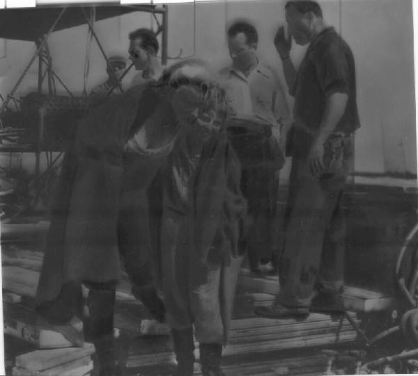 Scena del film "La magnifica preda" - regia Otto Preminger - 1954 - attori Marilyn Monroe e Tommy Rettig