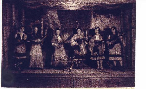 Ritratto di gruppo femminile - Maria Gamba - Bianca Volpi - Norina Volpi - Erminia Volpi - Silvana Pedrazzani - Giulia Ziliani - Canneto sull'Oglio - Teatro San Giuseppe - Gitane