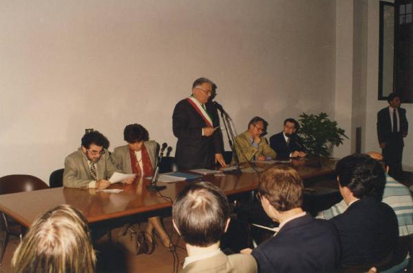 Inaugurazione Centro di Documentazione dell'Ecomuseo delle Valli Oglio-Chiese - Canneto sull'Oglio - Giuseppe Buozzi Sindaco - Maura Barbieri Assessore alla Cultura - Fausto Scalvini Presidente AEMOC