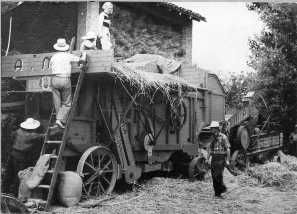 Lavori agricoli - Trebbiatura - Lavoratori - Canneto sull'Oglio