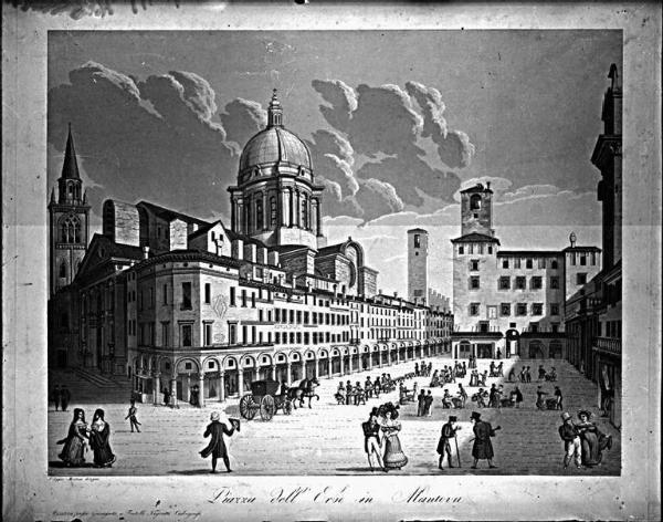 Incisione - Piazza dell'Erbe in Mantova