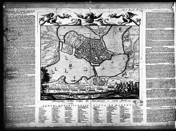 Incisione - Prospetto della città di Mantova e suoi forti. 1736