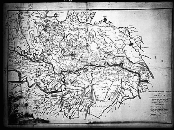 Incisione - Carta topografica di Mantova e territorio.