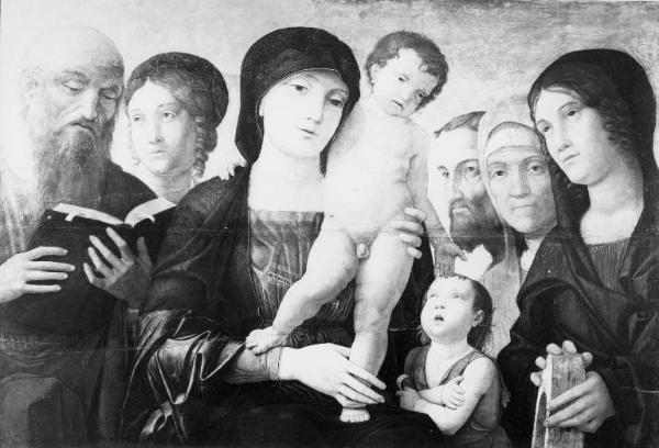 Mantegna - "Madonna col Bambino, san Giovannino, santa Caterina d'Alessandria e altri santi"